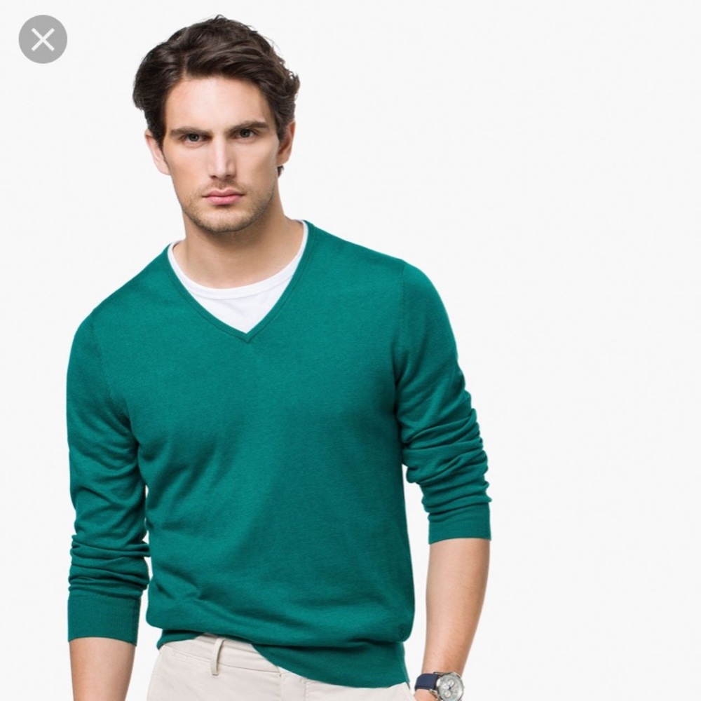 Massimo Green V-Neck Sweater